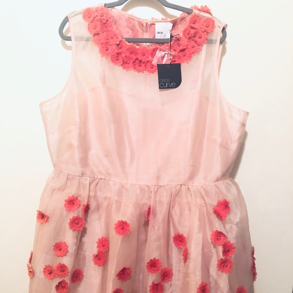 NWT Asos Curve Premium floral Appliqué dress